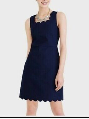 J. Crew Factory scalloped square-neck navy sheath dress, size 4